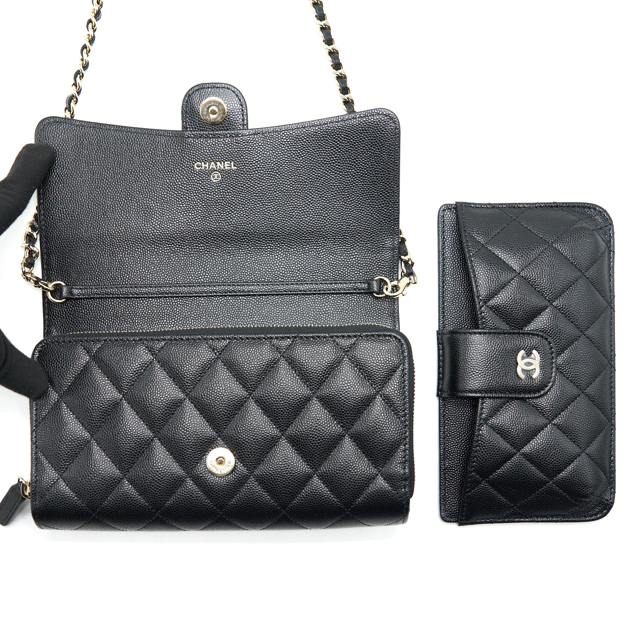 Chanel 22C 3 in 1 Wallet on Chain Caviar Black L