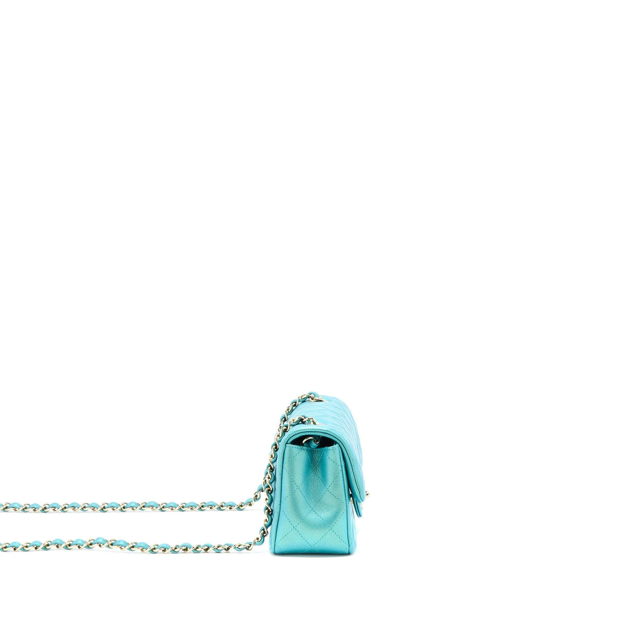 Chanel 21S Mini Rectangular Flap Bag Calfskin Iridescent Green L