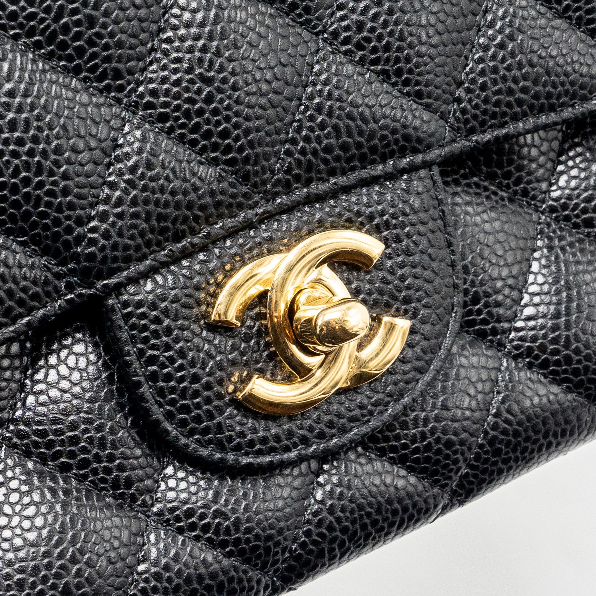 Chanel medium classic double flap bag caviar Black