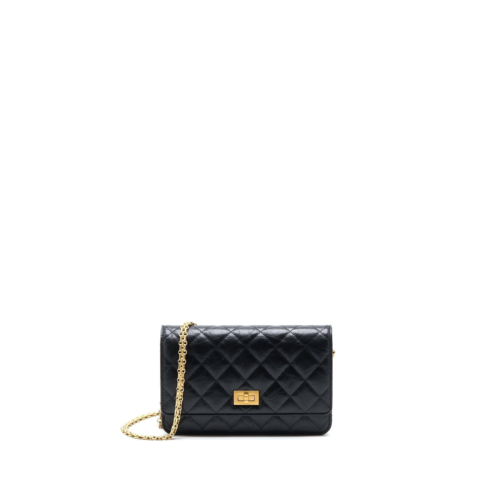 Chanel 2.55 Reissue Wallet on Chain Aged Calfskin Black Brushed  (Microchip)