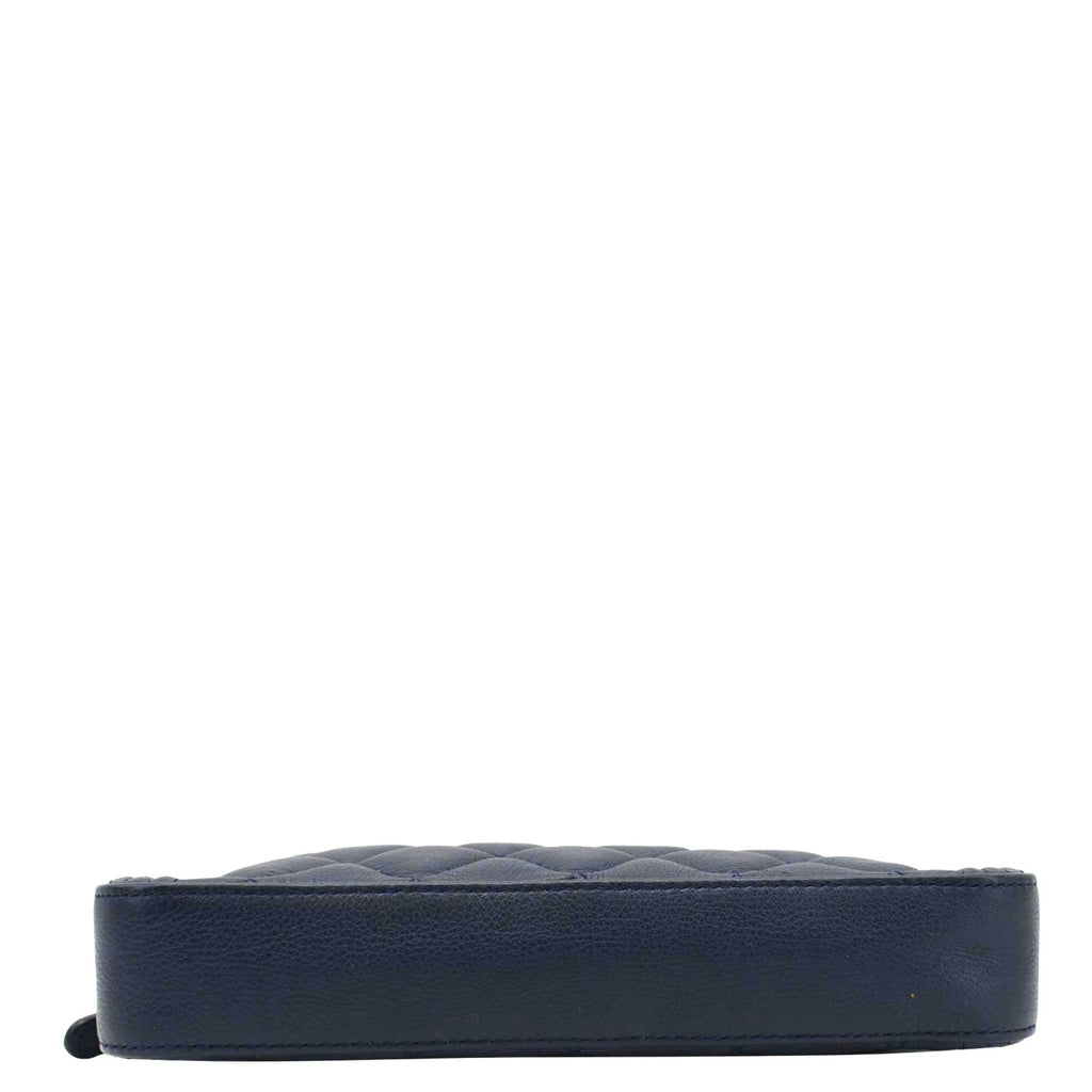 CHANEL Boy Double Zip Wallet on Chain Leather Crossbody Bag Navy Blue