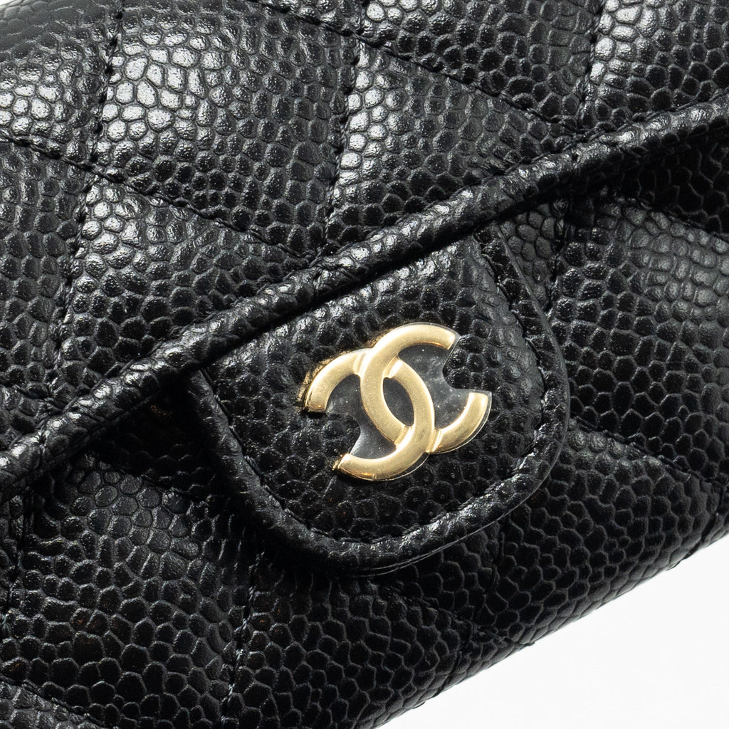 CHANEL Classic flap card holder Caviar Black  (MICROCHIP)