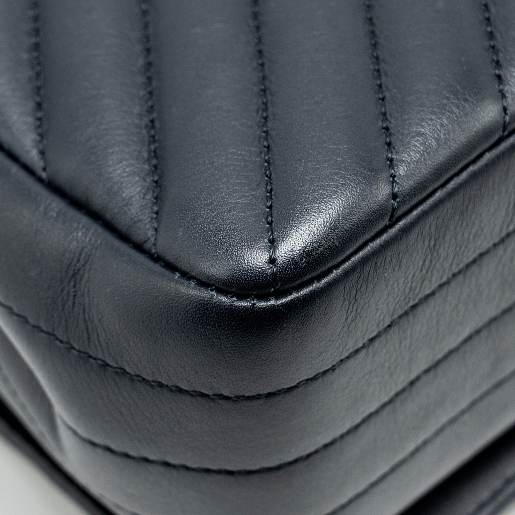 Chanel Seasonal Chevron Flap Bag Calfskin Dark Navy L