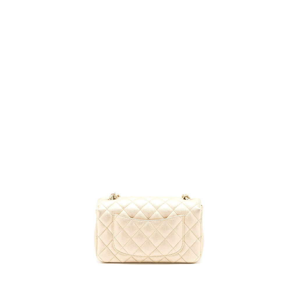 Chanel 21P Mini Rectangular Flap Bag Grained Lambskin Gold L