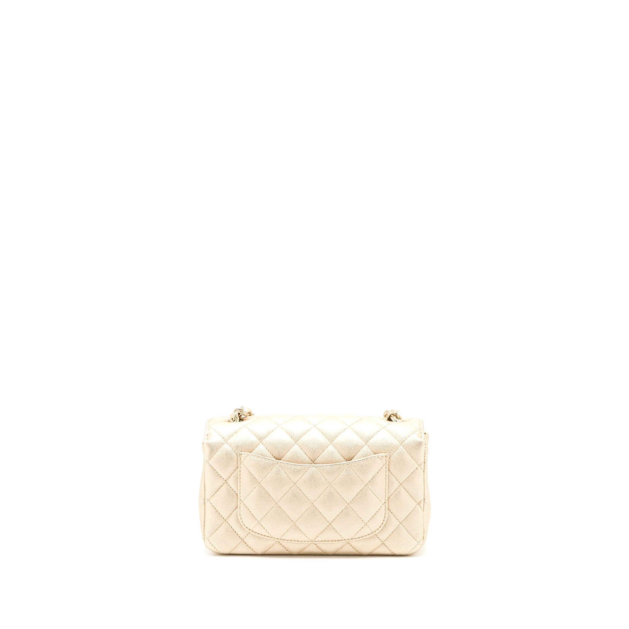 Chanel 21P Mini Rectangular Flap Bag Grained Lambskin Gold L