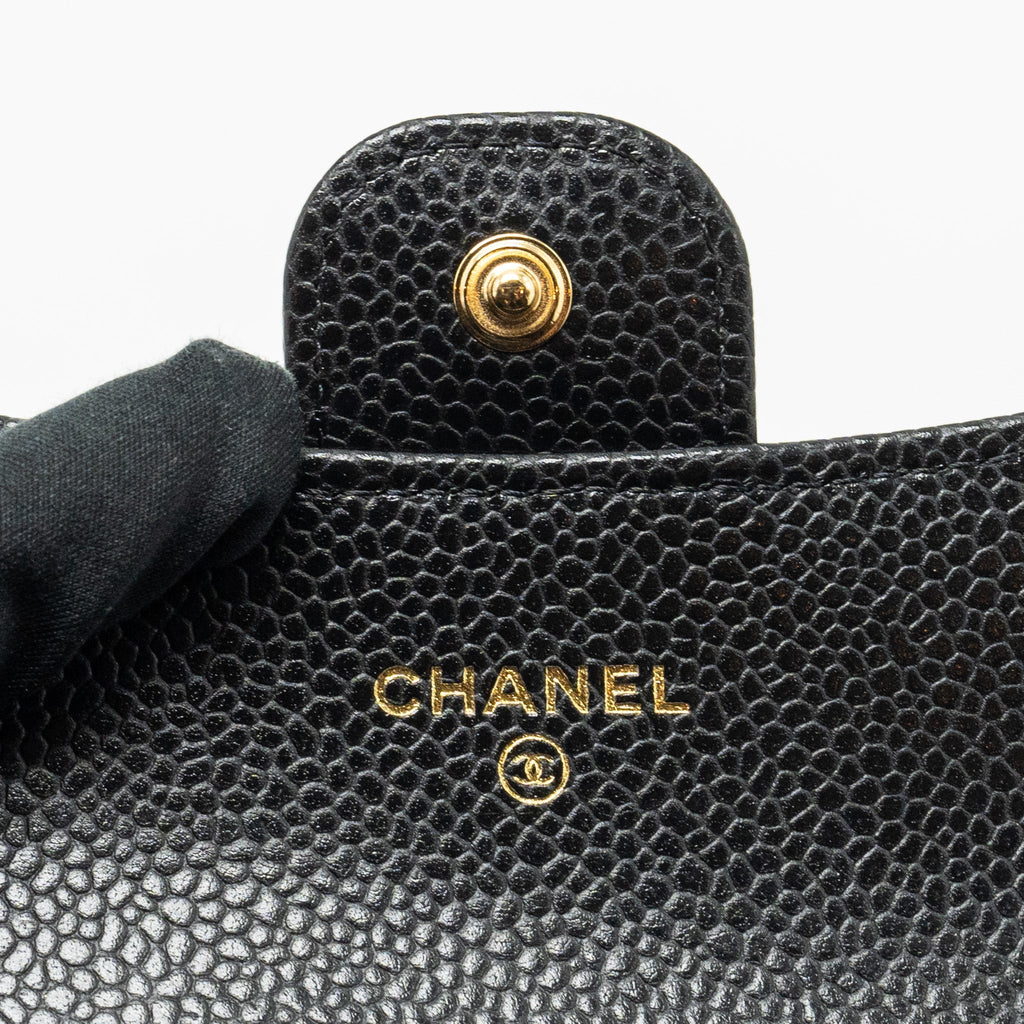 CHANEL Classic flap card holder Caviar Black  (MICROCHIP)
