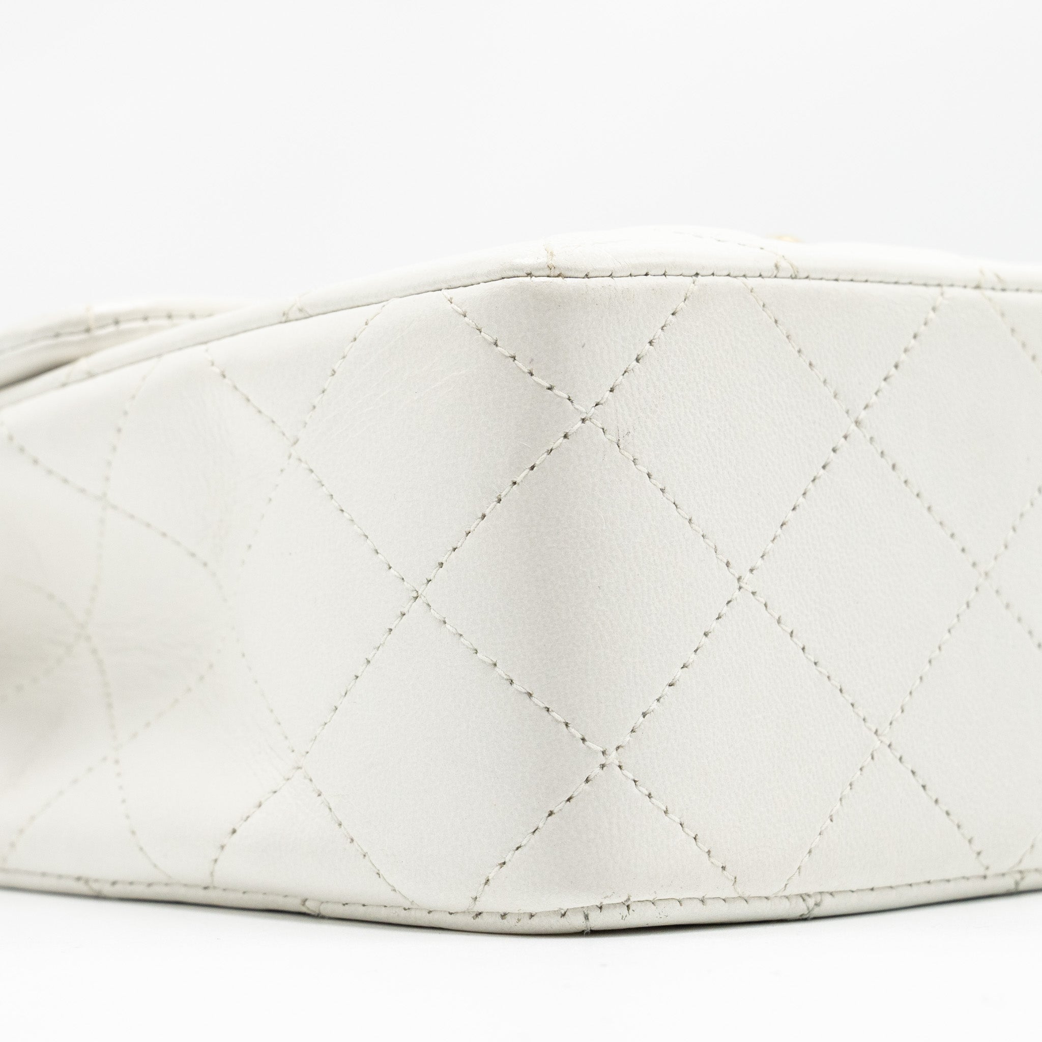 Chanel Vintage quilted square flap bag lambskin white