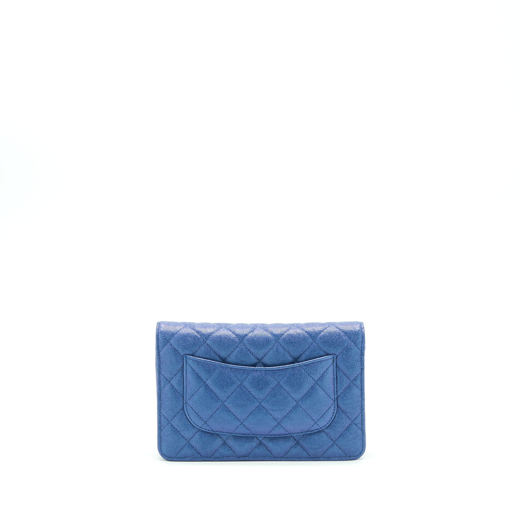 Chanel Classic Wallet On Chain Caviar Iridescent Blue L