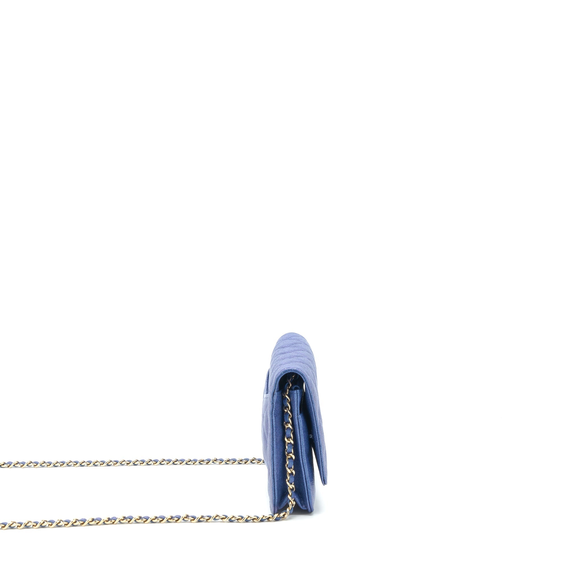 Chanel Classic Wallet On Chain Caviar Iridescent Blue L