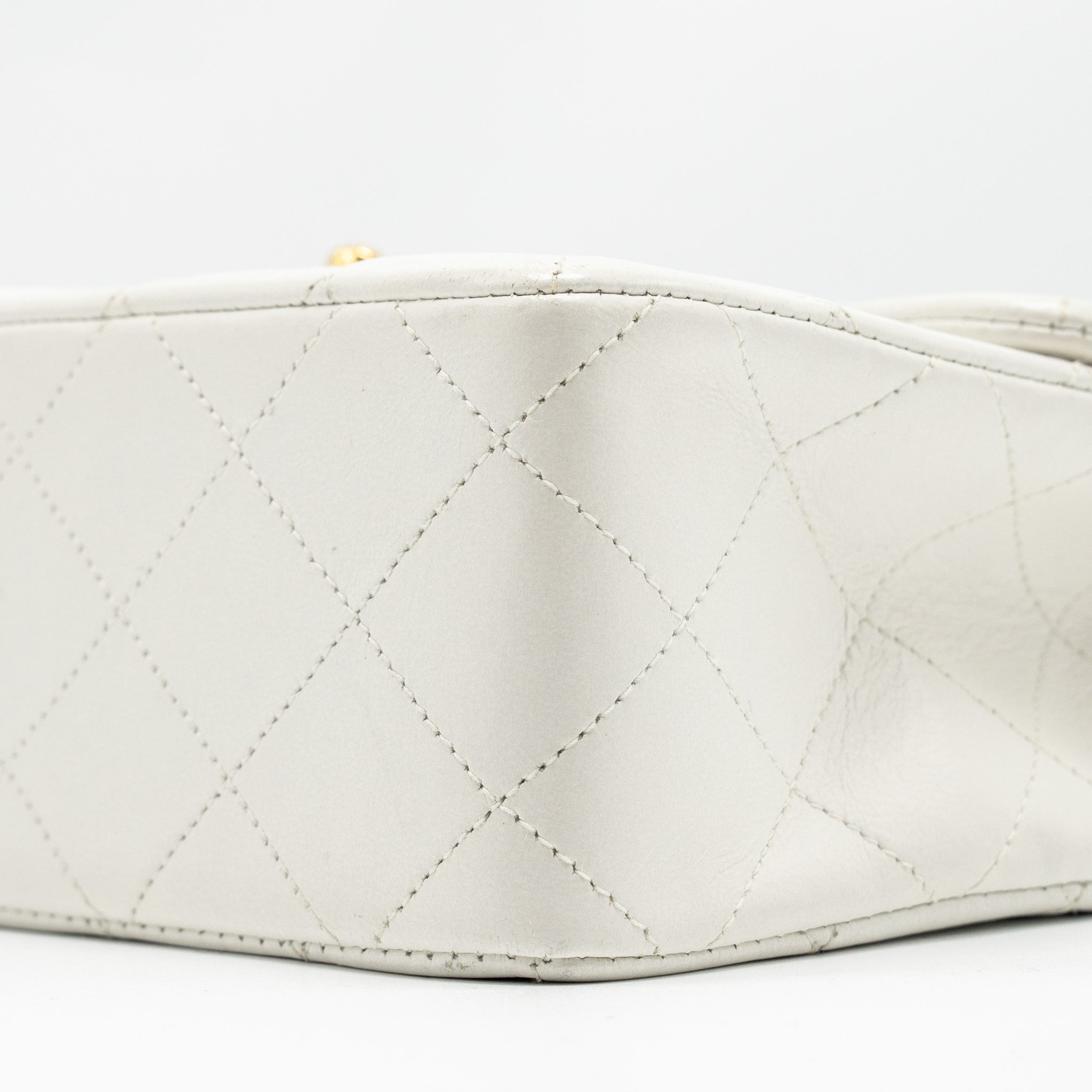 Chanel Vintage quilted square flap bag lambskin white