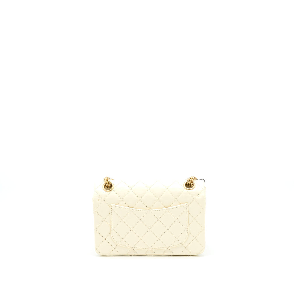 Chanel 20A Mini 2.55 Reissue Flap Bag Aged Calfskin Creamy White Brushed