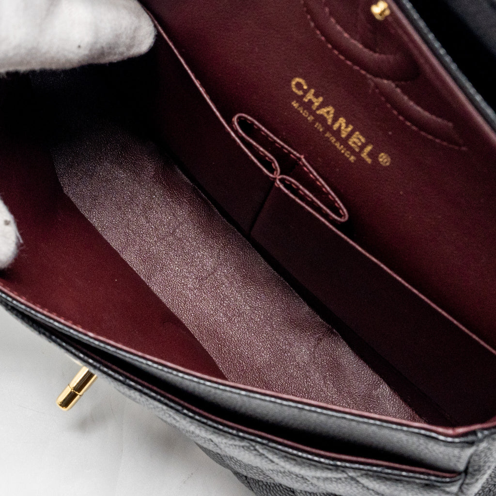Chanel medium classic double flap bag caviar Black