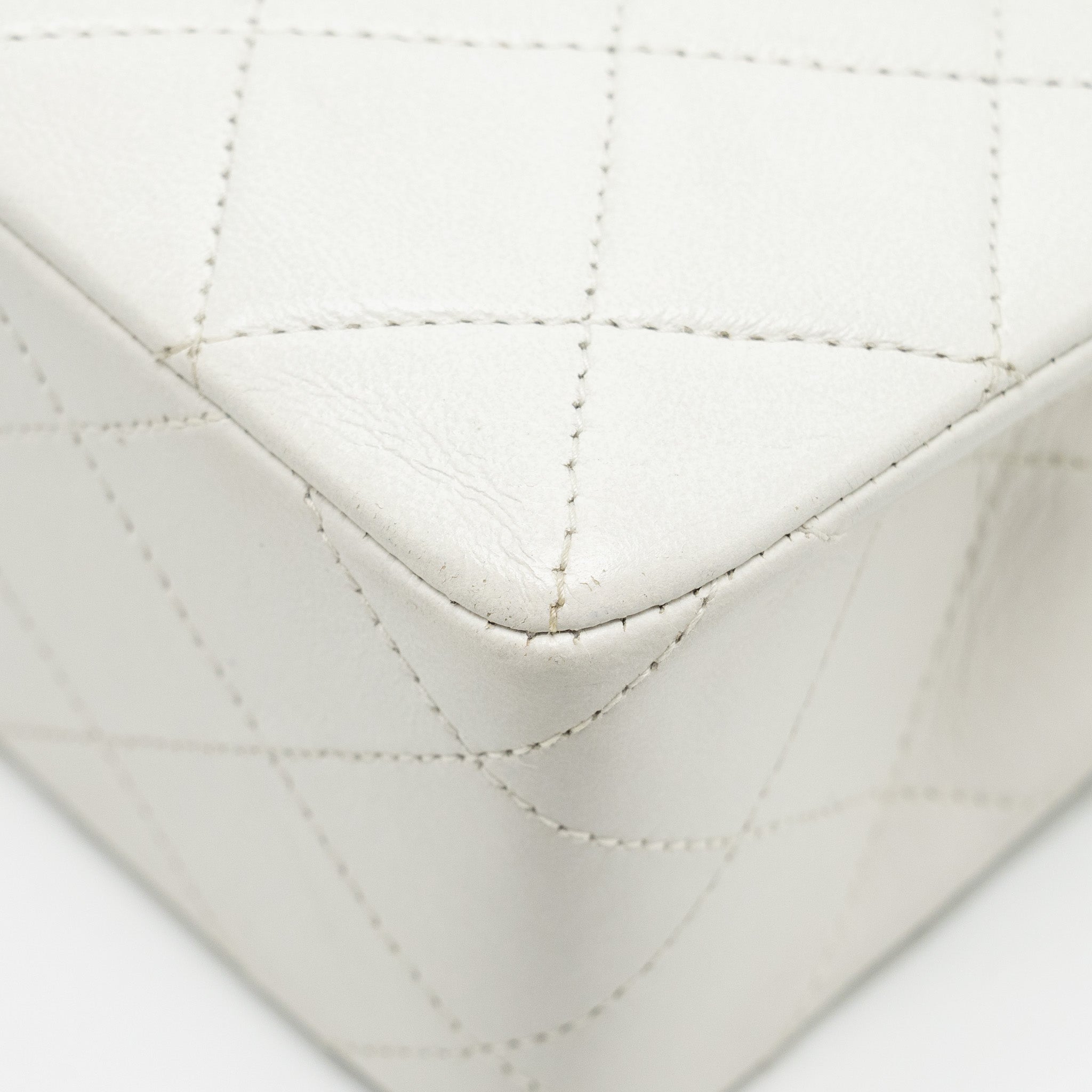 Chanel Vintage quilted square flap bag lambskin white