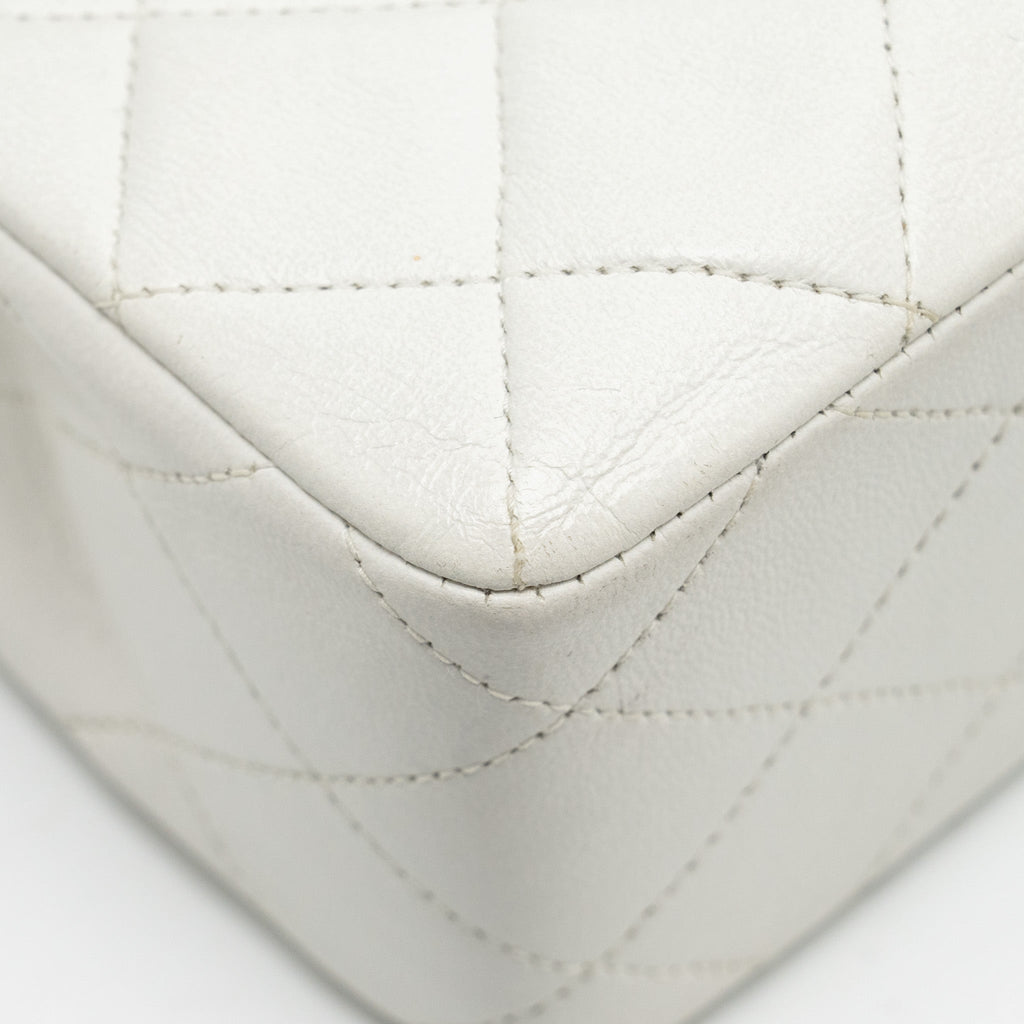 Chanel Vintage quilted square flap bag lambskin white