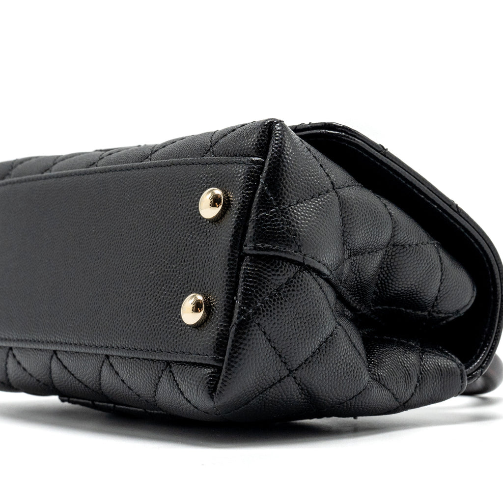 Chanel Mini Coco Handle with Lizard Embossed Handle Caviar Black L (microchip)