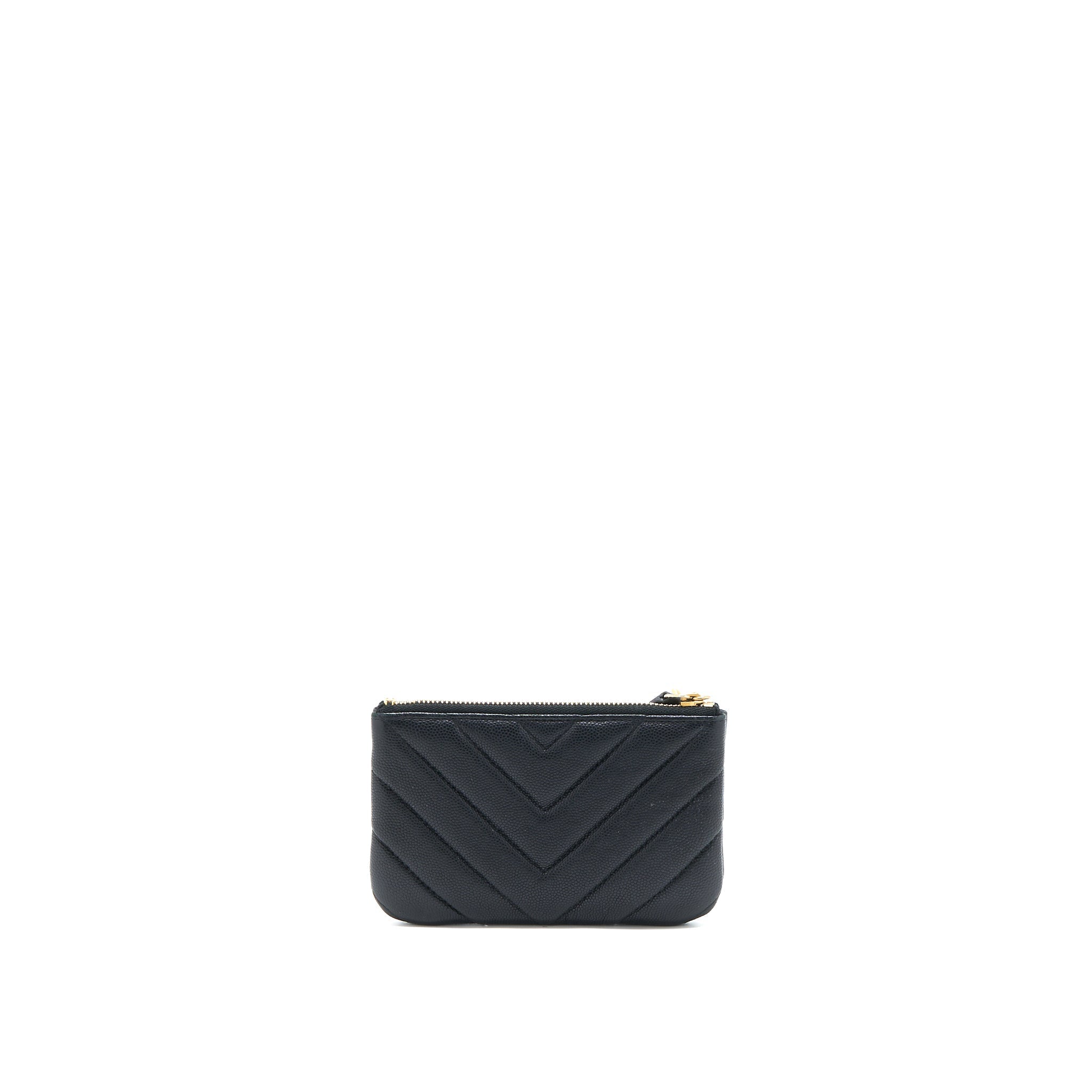 Chanel Chevron Zip O-Case Grained Lambskin Black