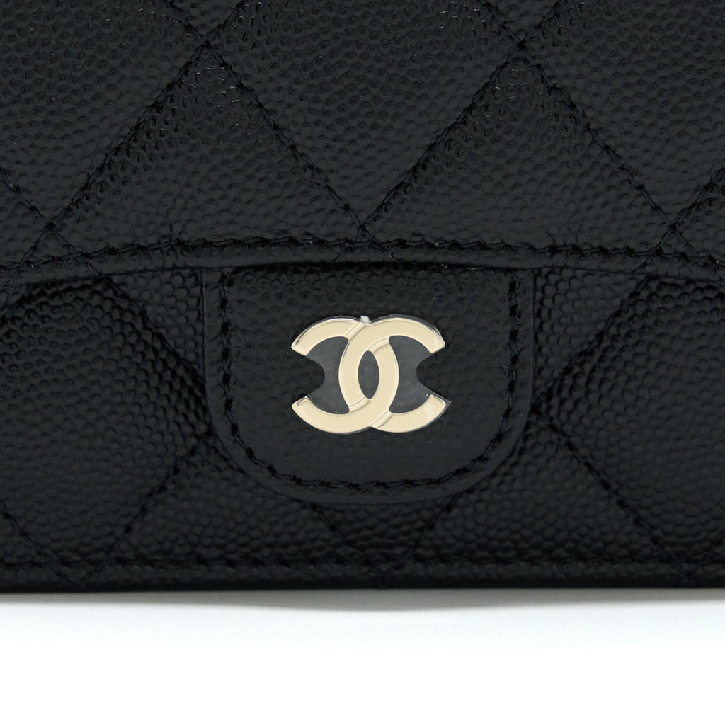 Chanel Mini Flap Card Holder With Chain Caviar Black L