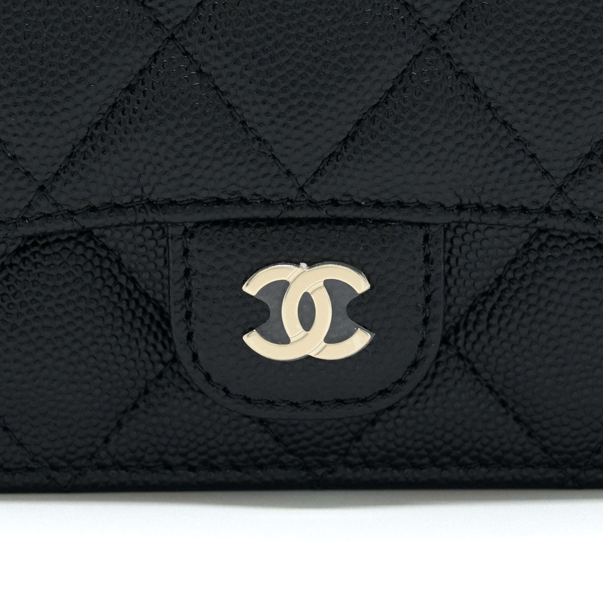 Chanel Mini Flap Card Holder With Chain Caviar Black L