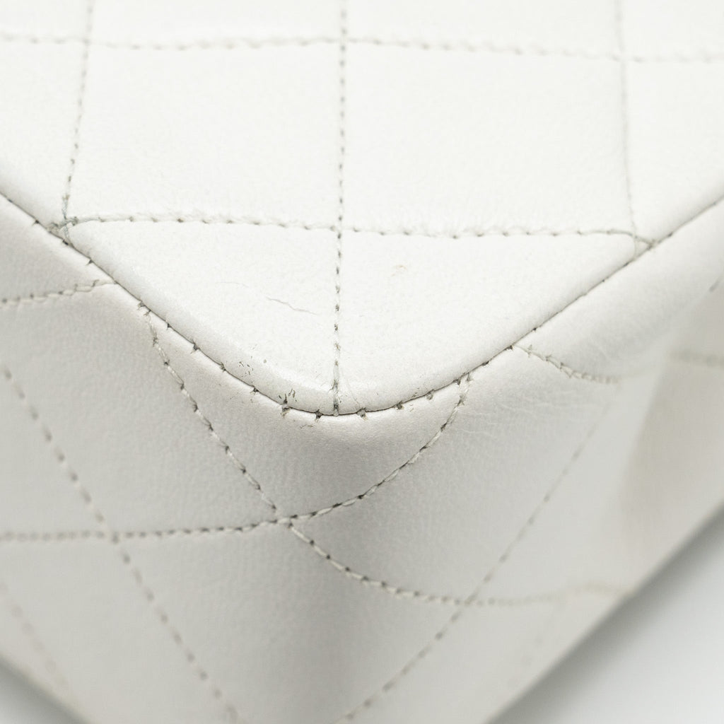 Chanel Vintage quilted square flap bag lambskin white
