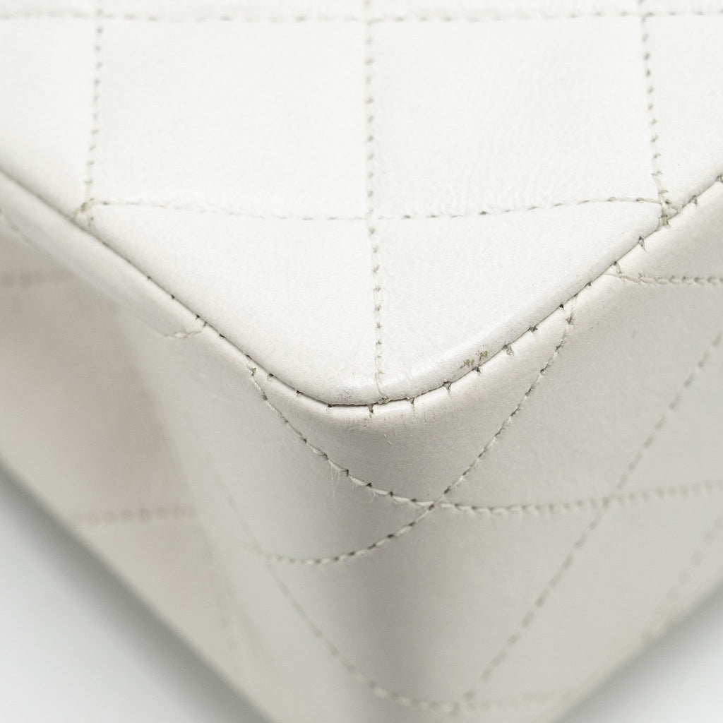 Chanel Vintage quilted square flap bag lambskin white