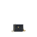 Chanel Pearl Crush Mini Flap Belt Bag with Chain Lambskin Black Brushed