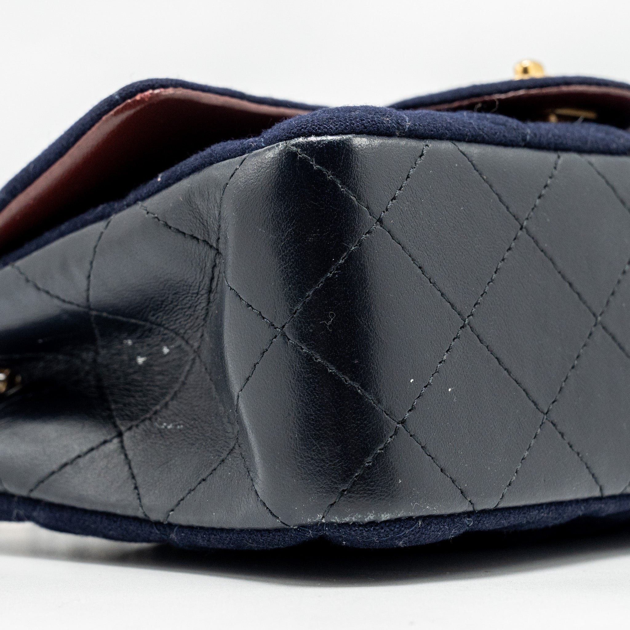 Chanel Mini Rectangular Flap bag fabric / lambskin navy