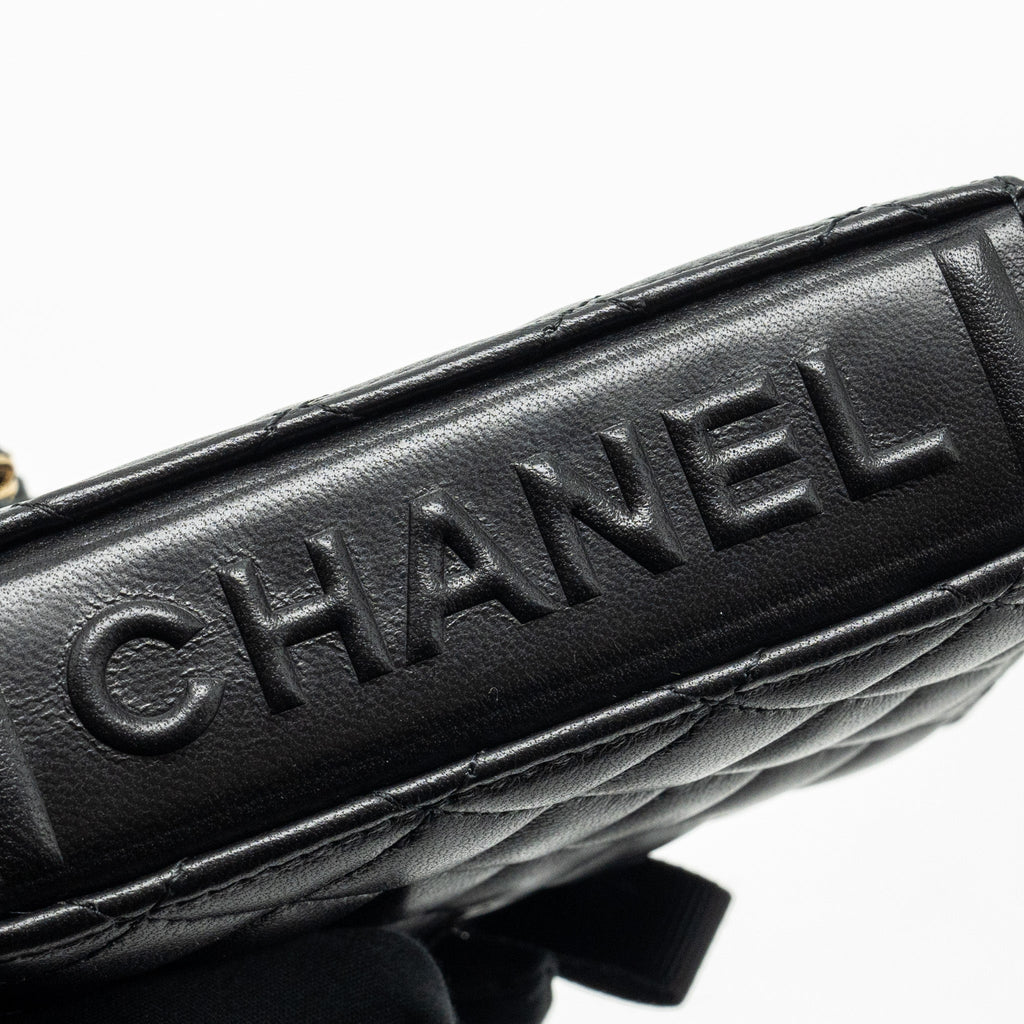 Chanel mini Book Card Holder with Chain Lambskin Black L (microchip)