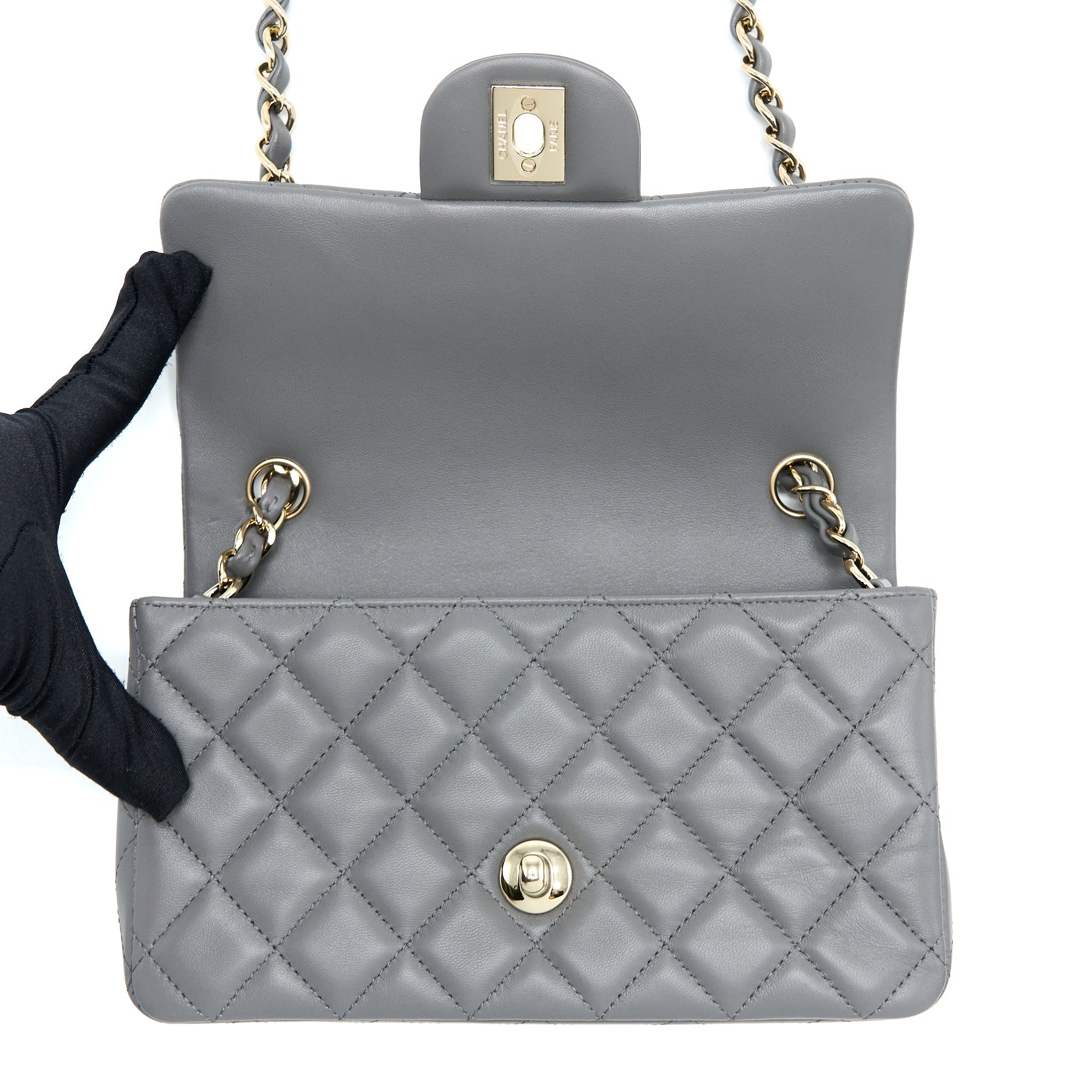 Chanel 22A Mini Rectangular Lambskin Grey L(Microchip)