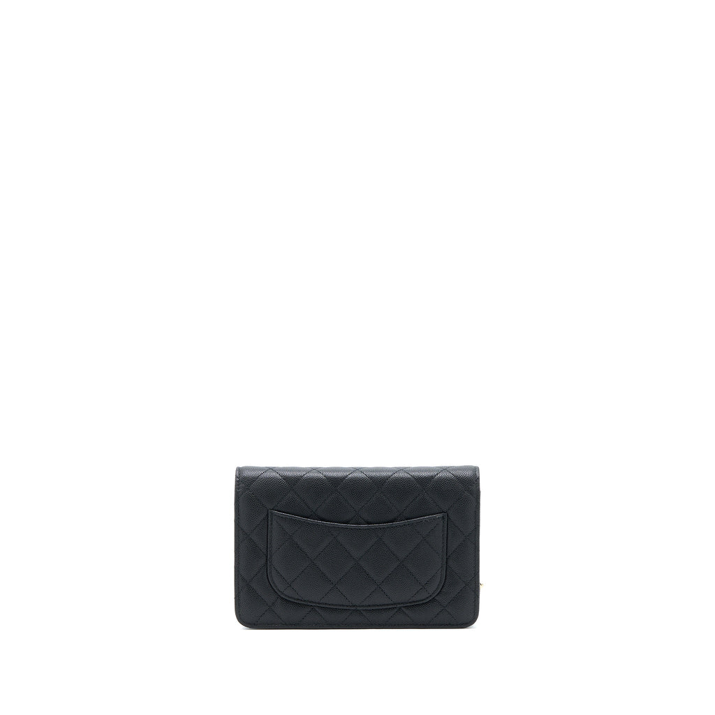 Chanel 23C Giant CC Logo Wallet on Chain Caviar Black L (Microchip)