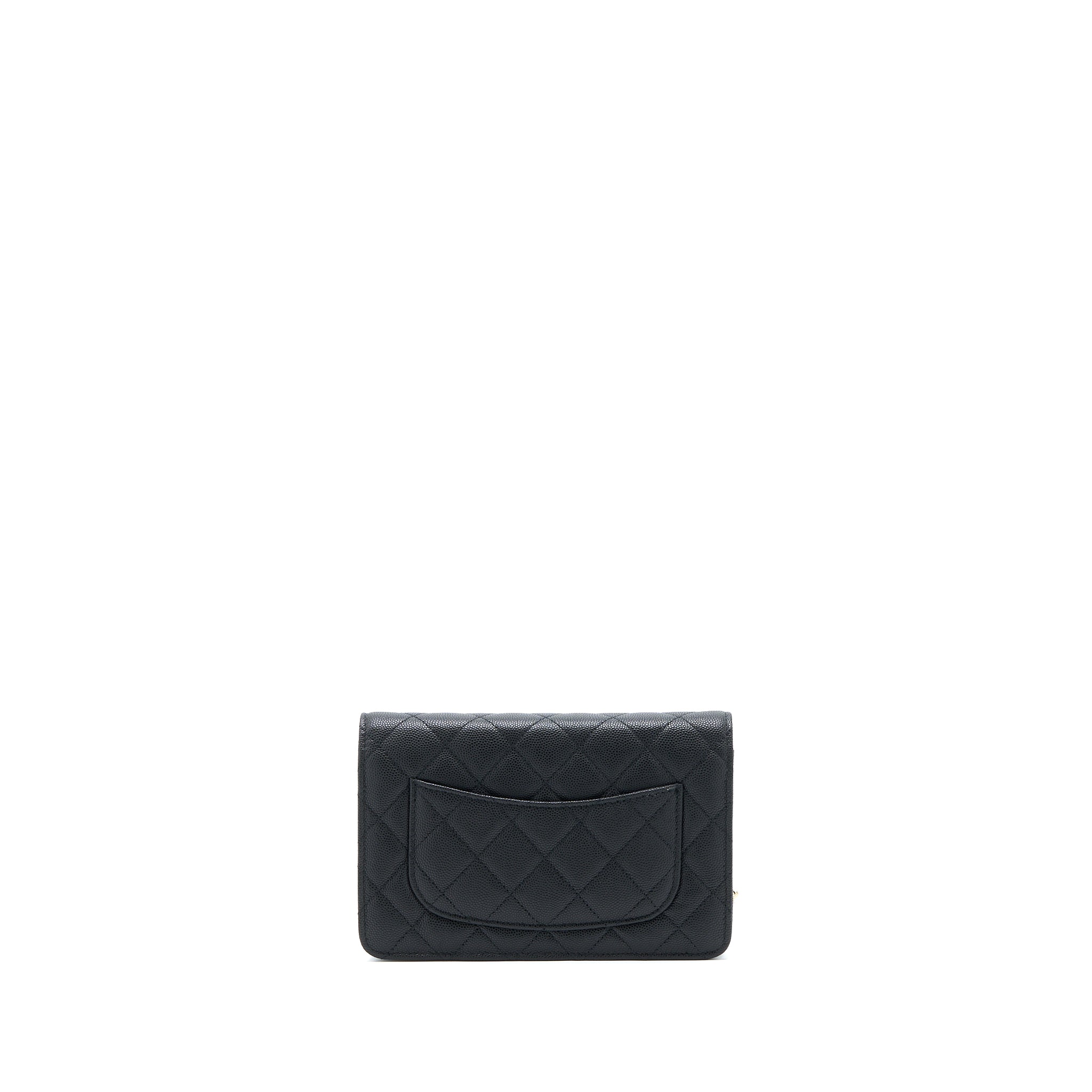 Chanel 23C Giant CC Logo Wallet on Chain Caviar Black L (Microchip)