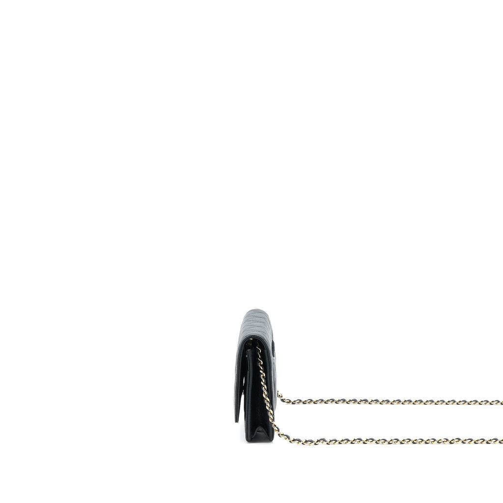 Chanel 23C Giant CC Logo Wallet on Chain Caviar Black L (Microchip)