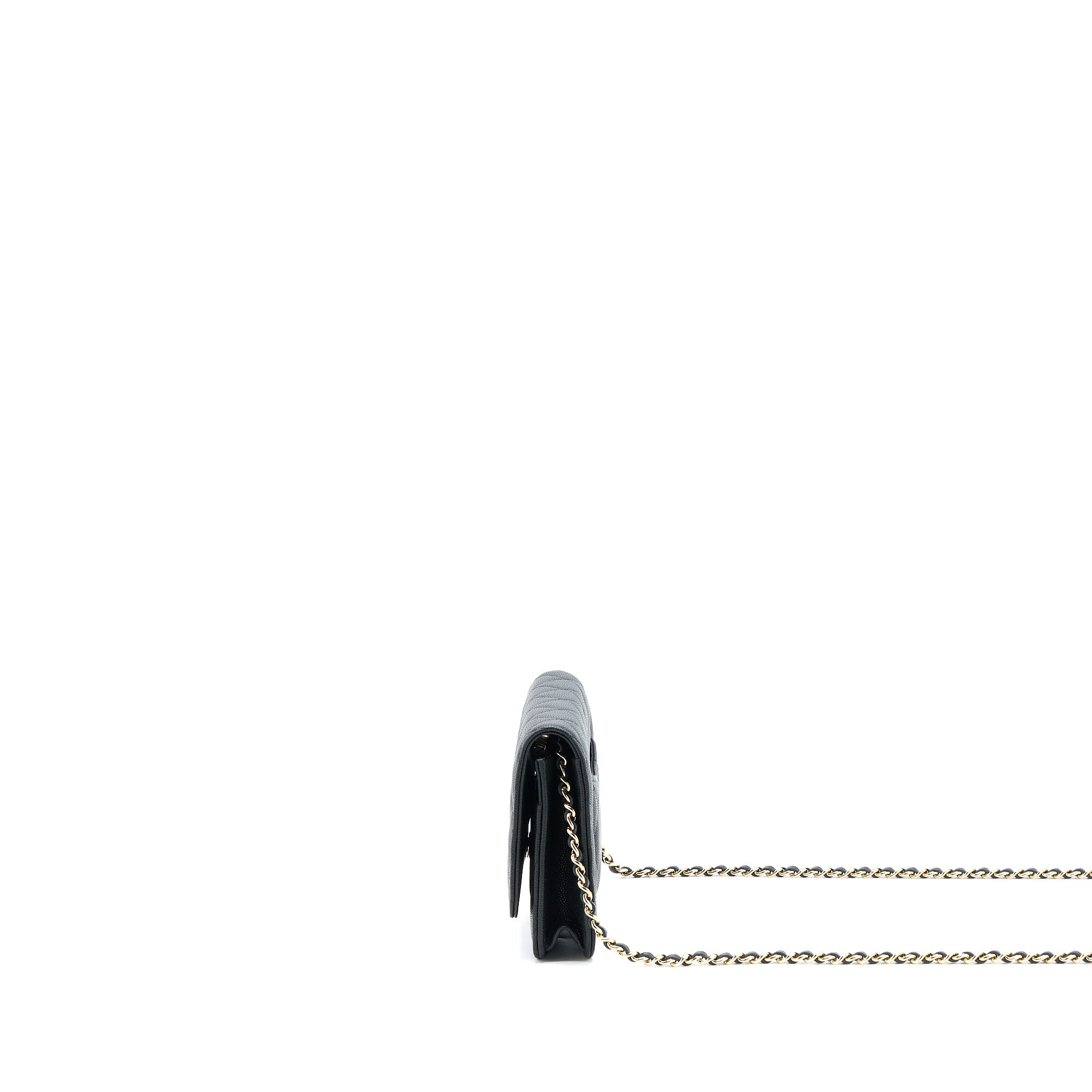 Chanel 23C Giant CC Logo Wallet on Chain Caviar Black L (Microchip)