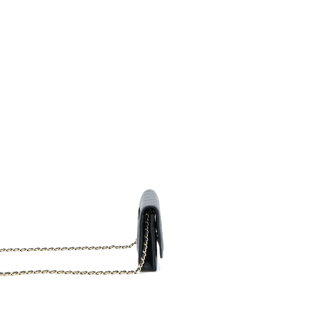 Chanel 23C Giant CC Logo Wallet on Chain Caviar Black L (Microchip)