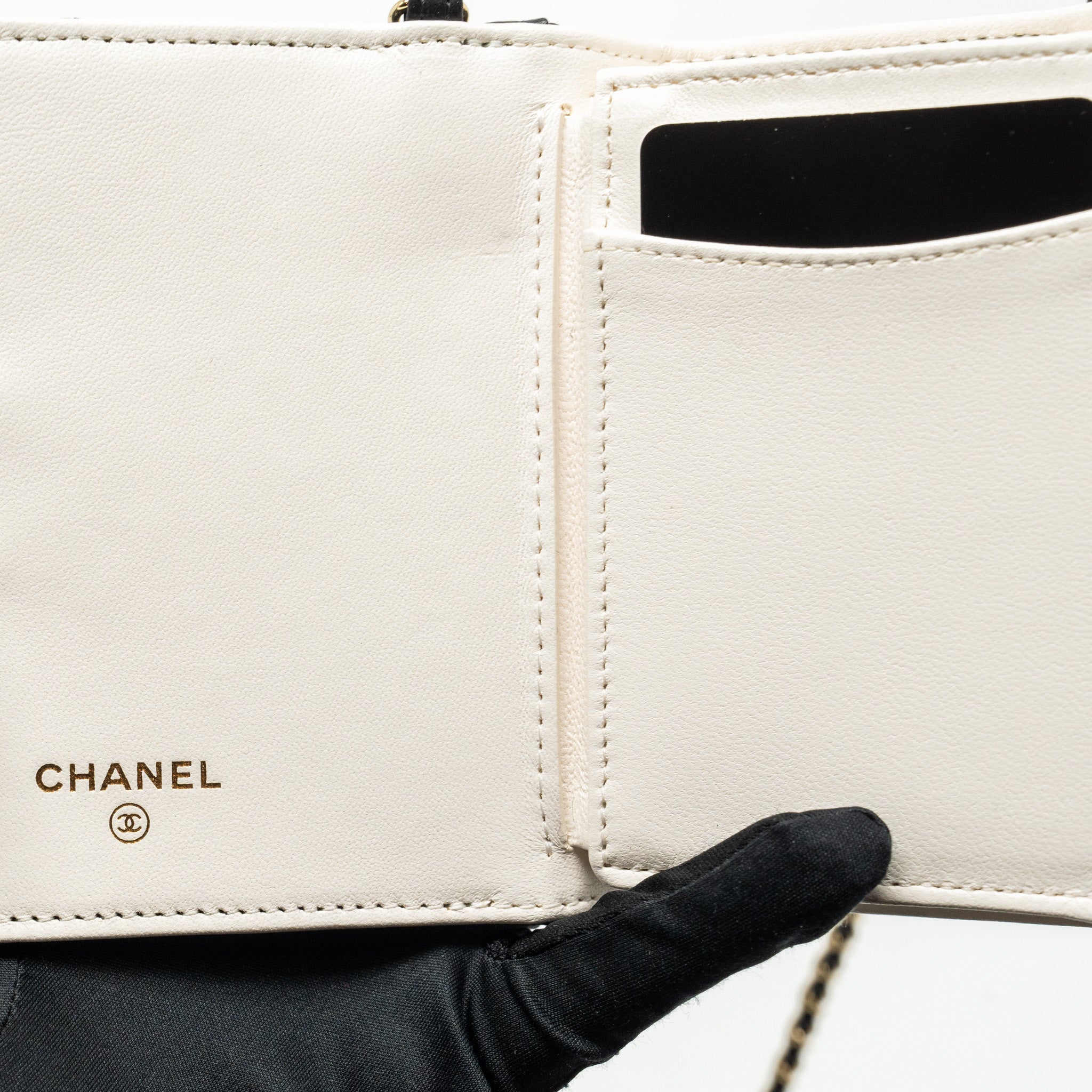 Chanel mini Book Card Holder with Chain Lambskin Black L (microchip)