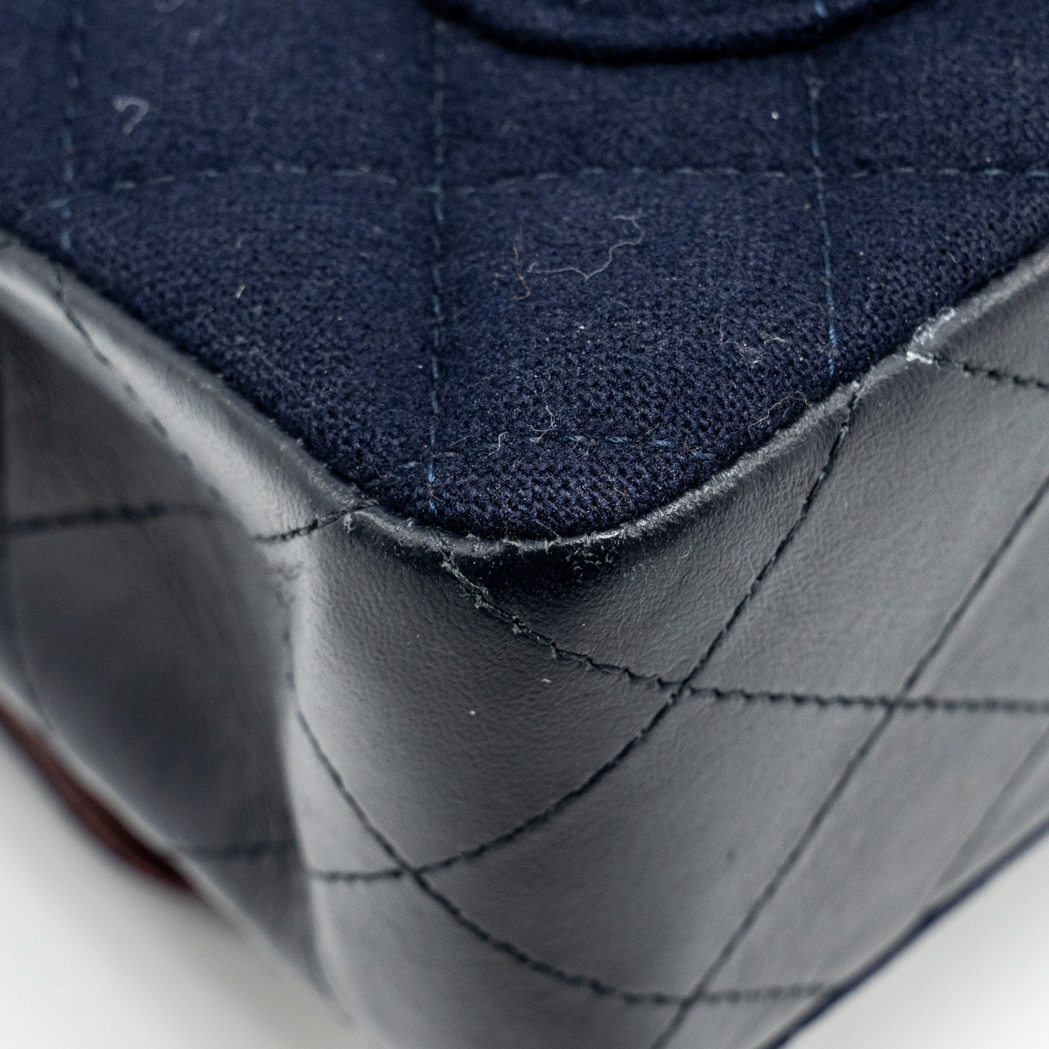 Chanel Mini Rectangular Flap bag fabric / lambskin navy