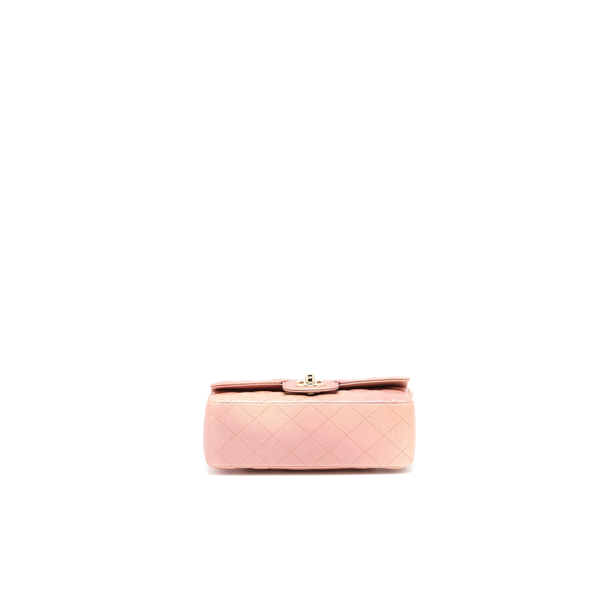 Chanel 21S Mini Rectangular Flap Bag Metallic Grained Lambskin Ombré Rose Gold L