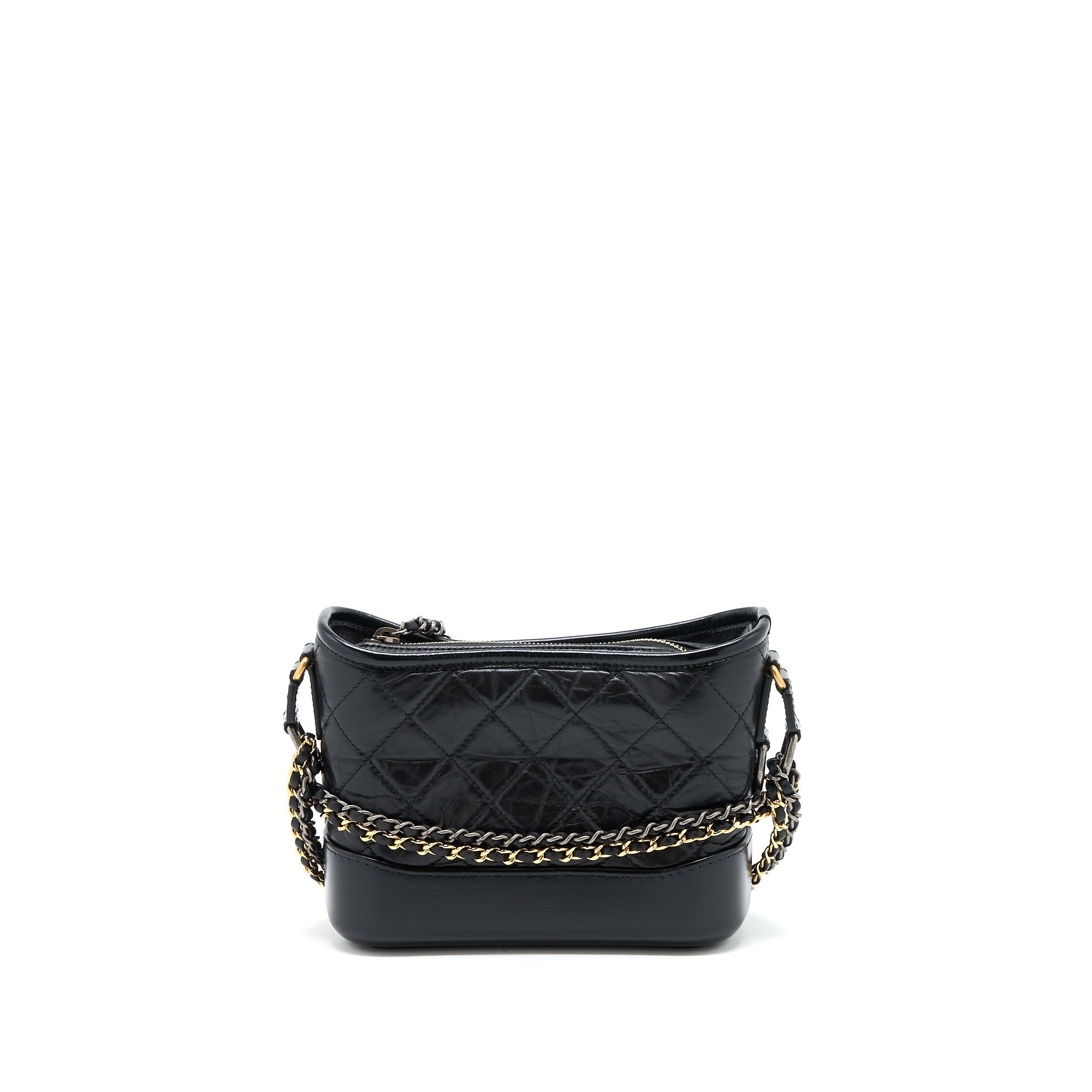 Chanel Small Gabrielle Hobo Bag Aged Calfskin Black Multicolour Hardware