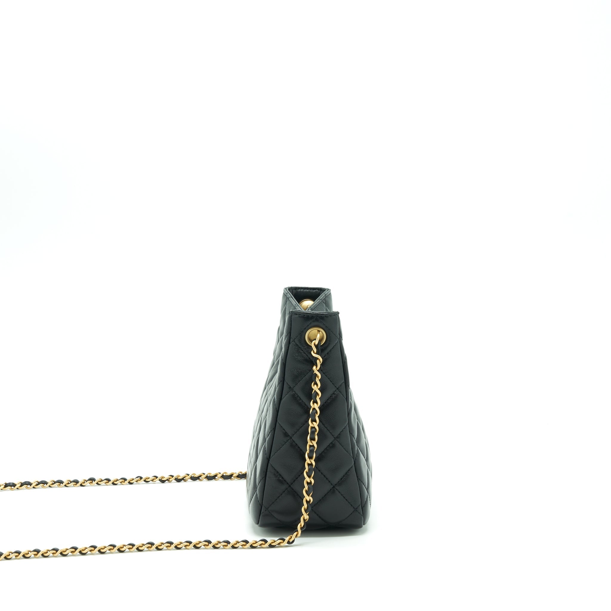 Chanel 22S Pearl Crush Hobo Bag Lambskin Black