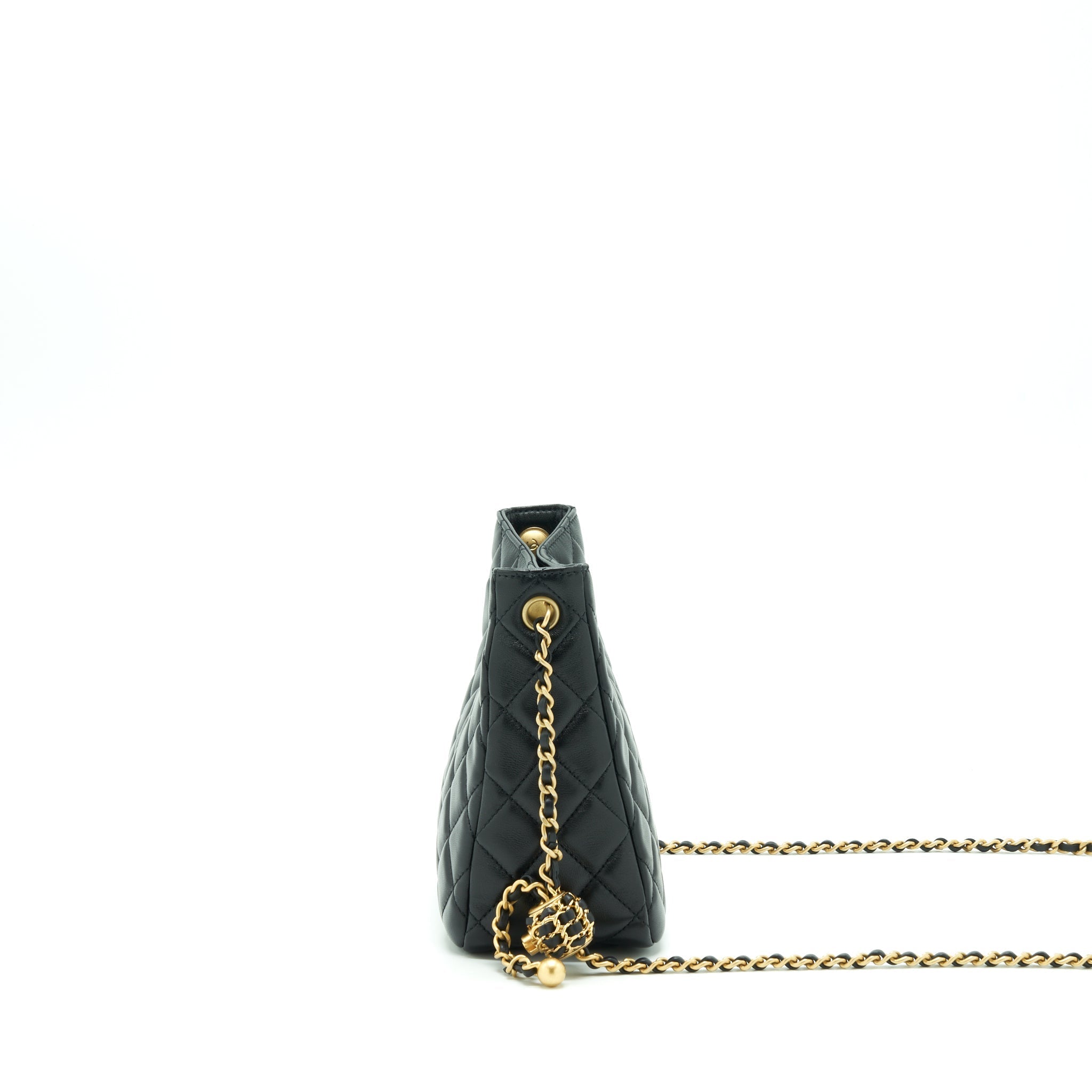 Chanel 22S Pearl Crush Hobo Bag Lambskin Black