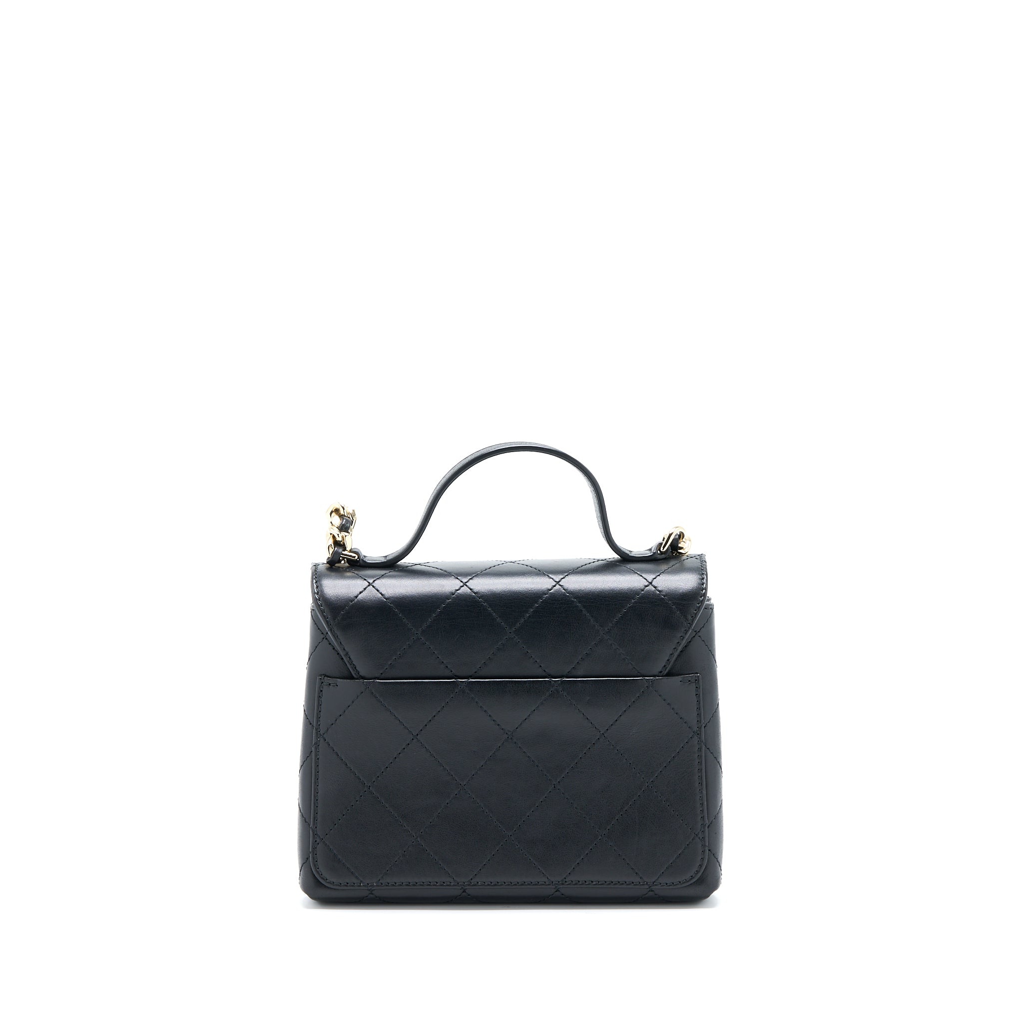 Chanel Seasonal Top Handle Flap Bag Calfskin Black