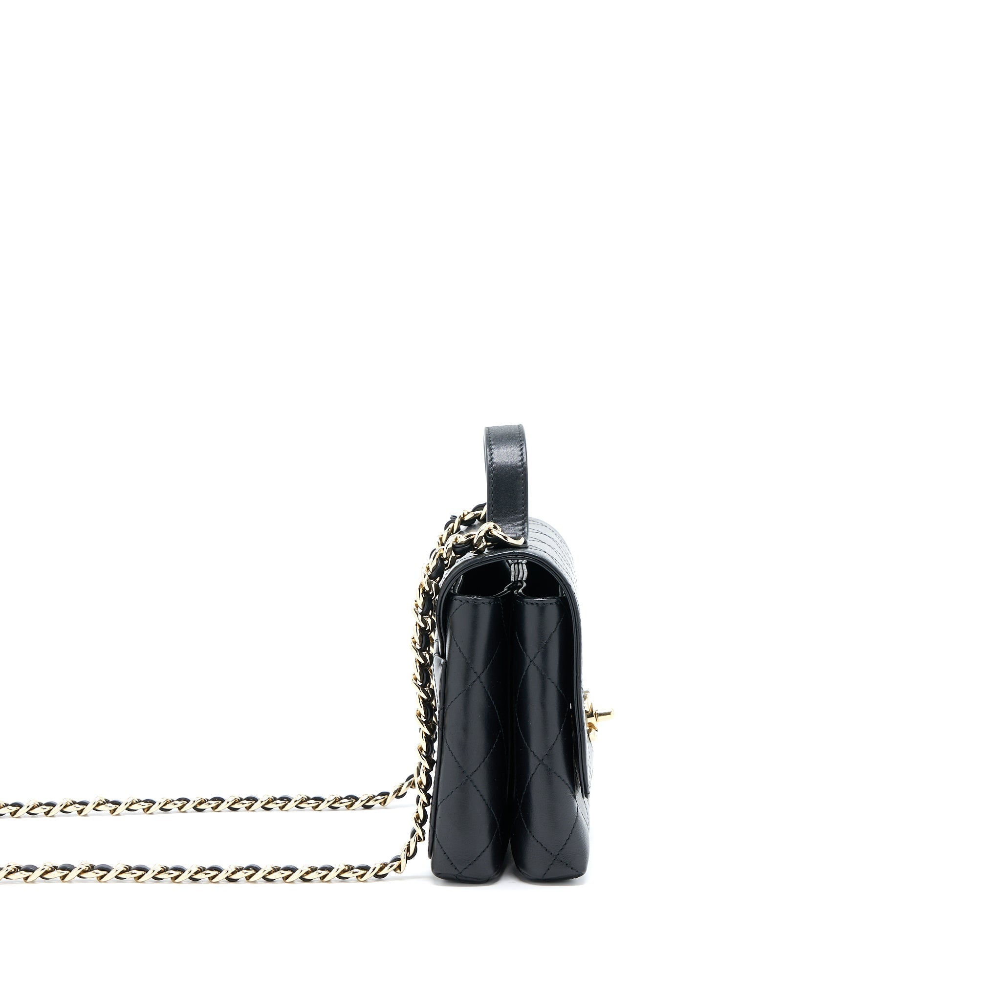 Chanel Seasonal Top Handle Flap Bag Calfskin Black
