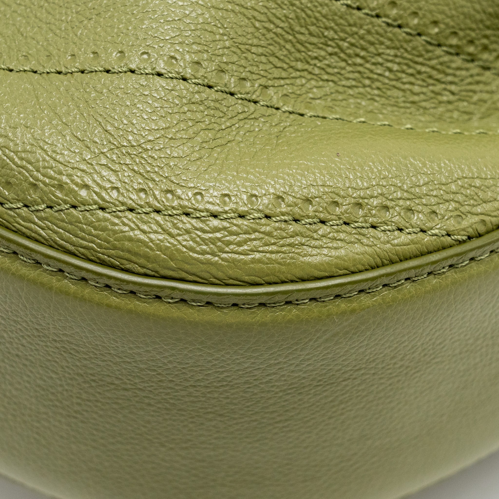 Chanel Drawstring Bucket Bag Grained Calfskin Olive Green