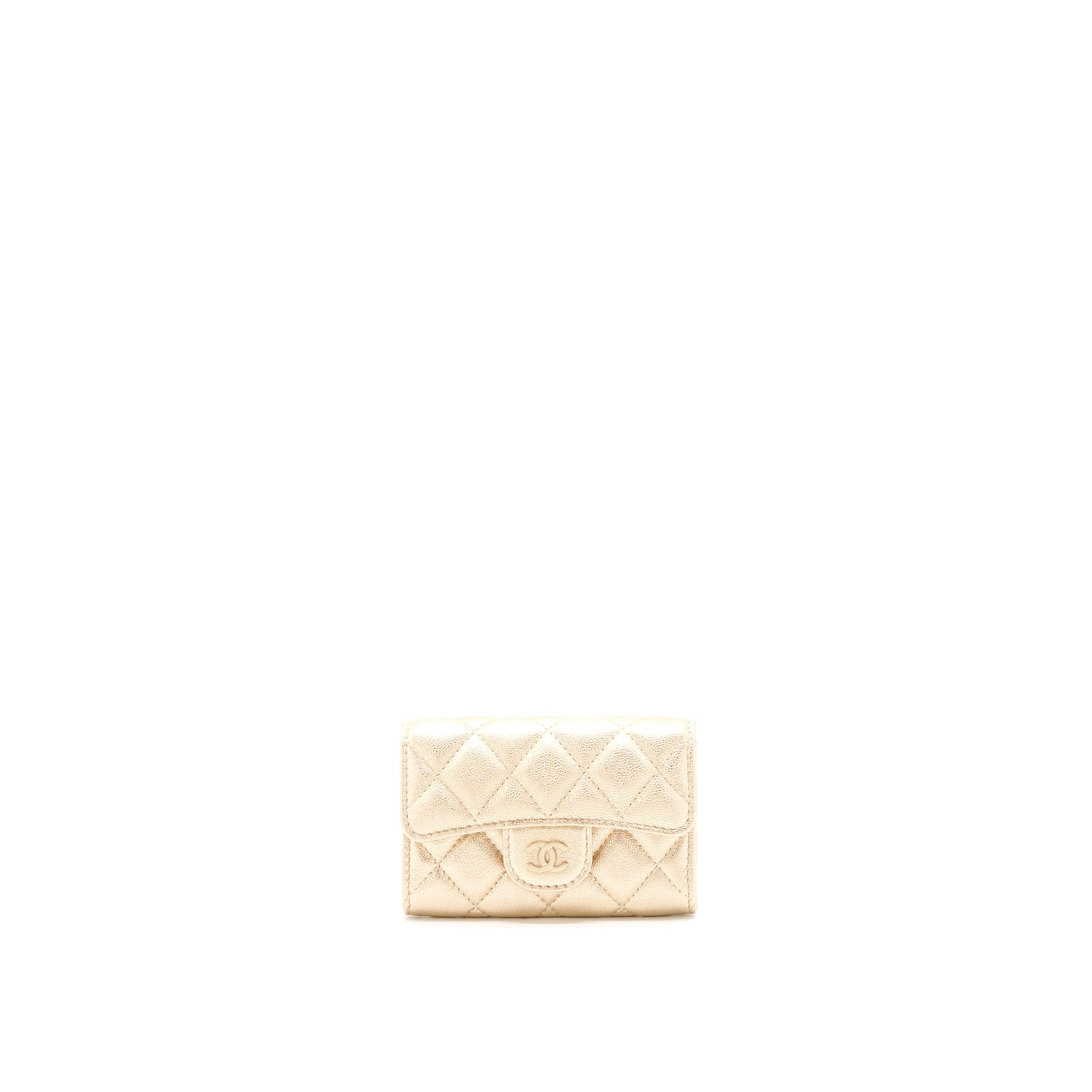 Chanel Quilted Classic Flap Card Holder Lambskin Gold L