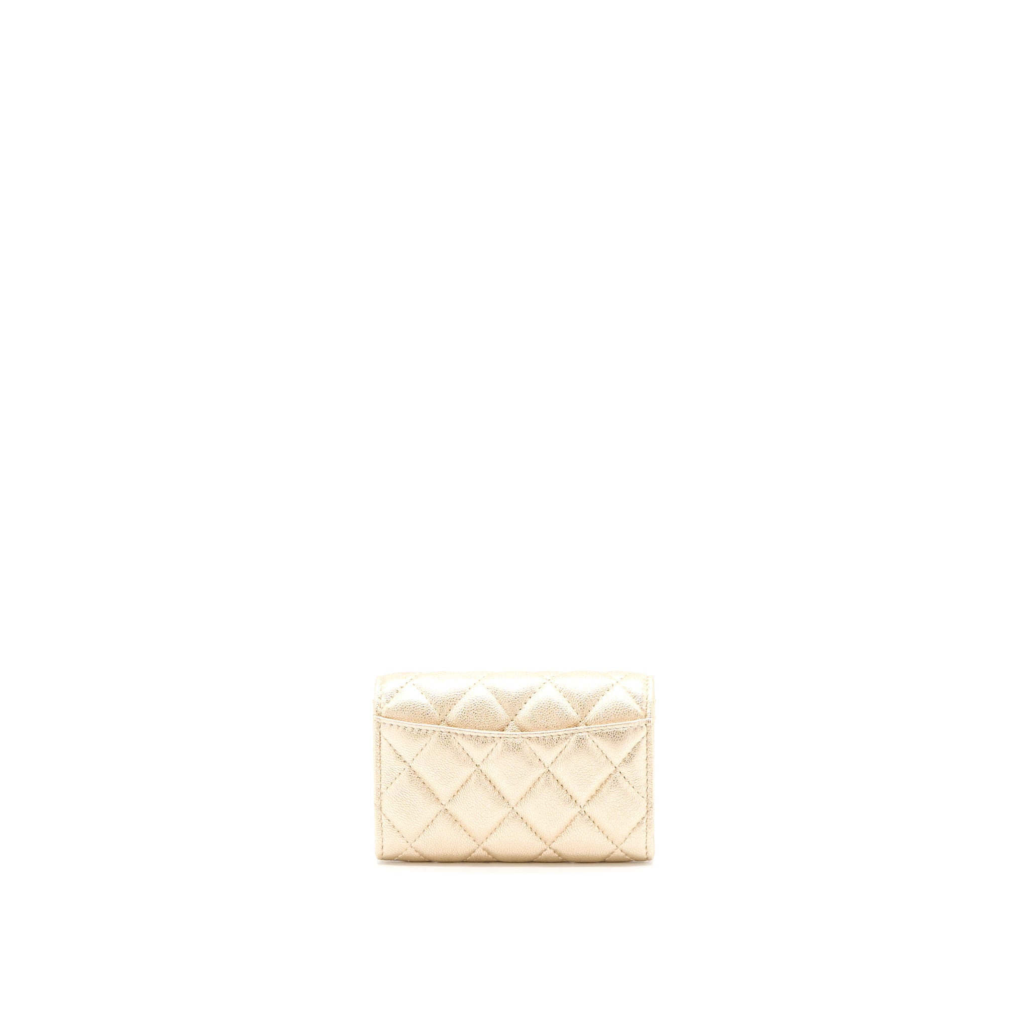 Chanel Quilted Classic Flap Card Holder Lambskin Gold L
