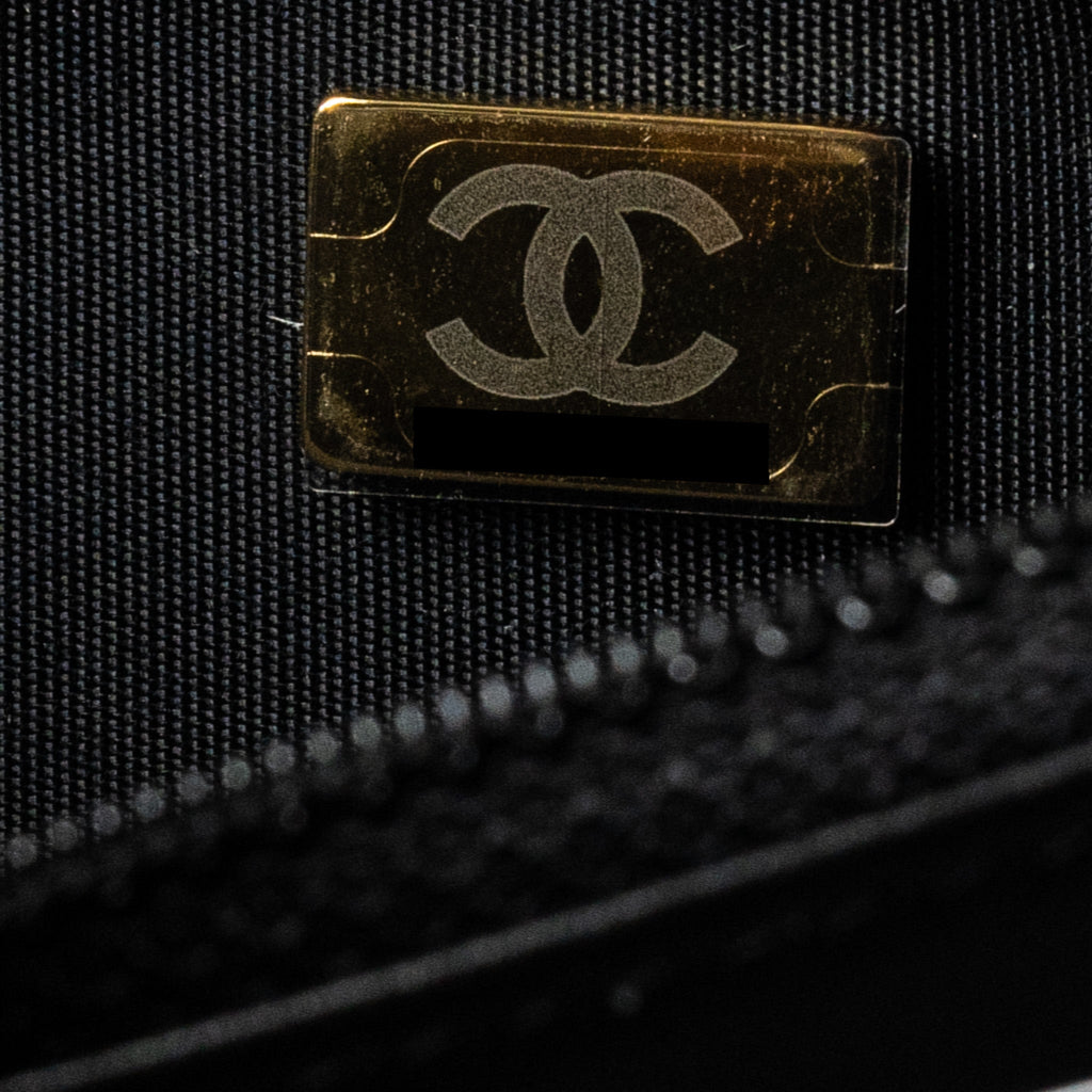 Chanel Quilted Wallet on Chain Shiny Calfskin Black  (microchip)