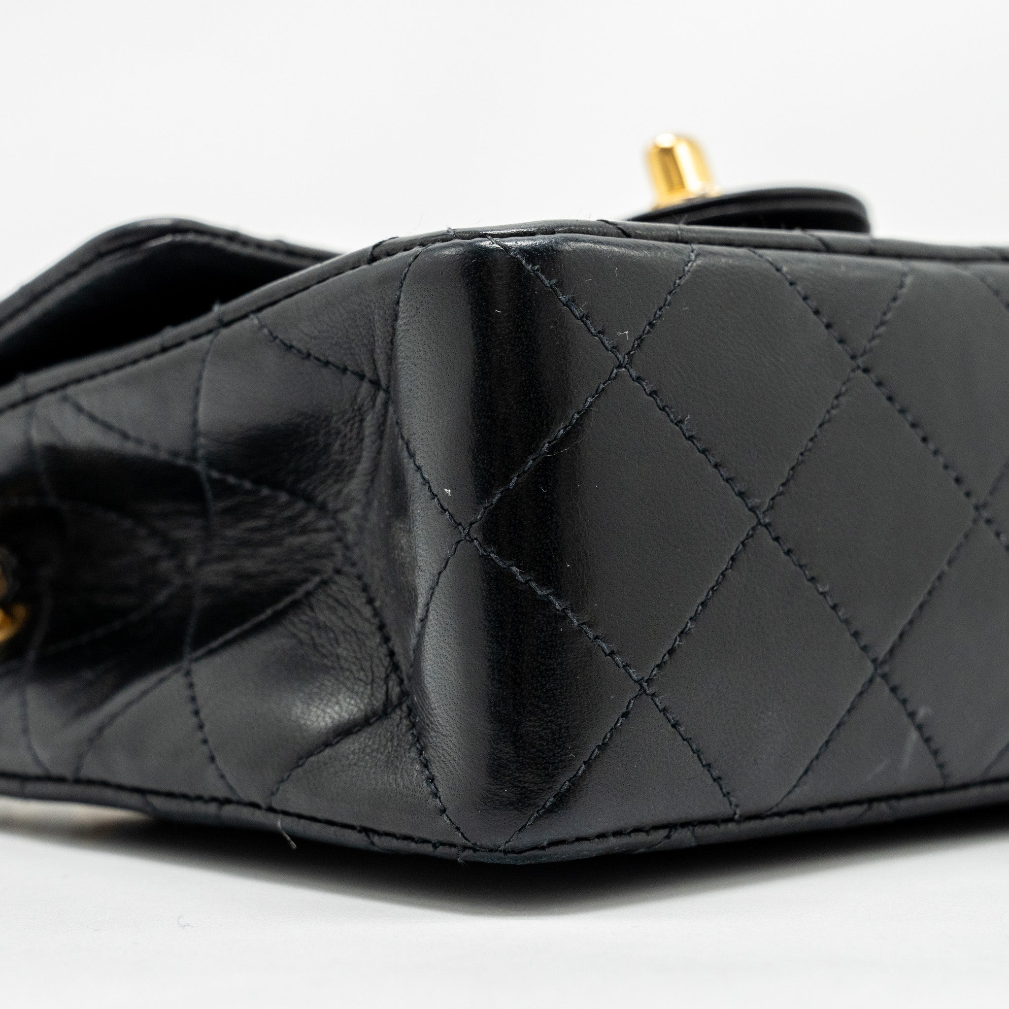 Chanel Vintage Mini Square Flap Bag Lambskin Black