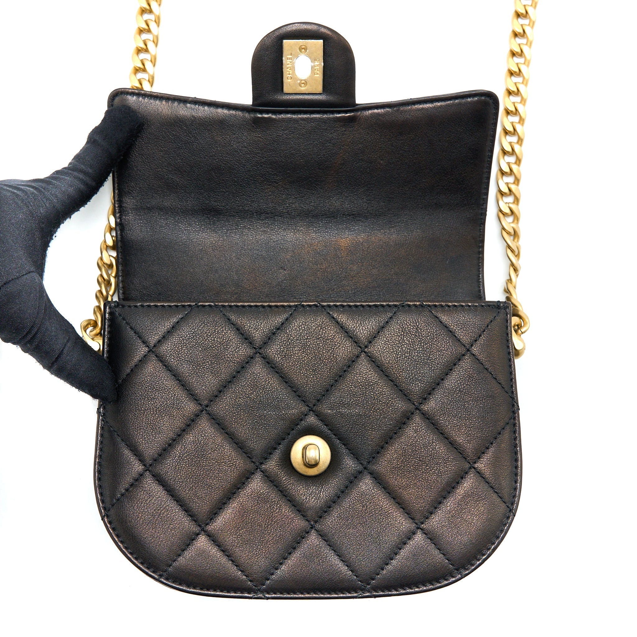 Chanel 21S Moon Messenger Bag Calfskin Black