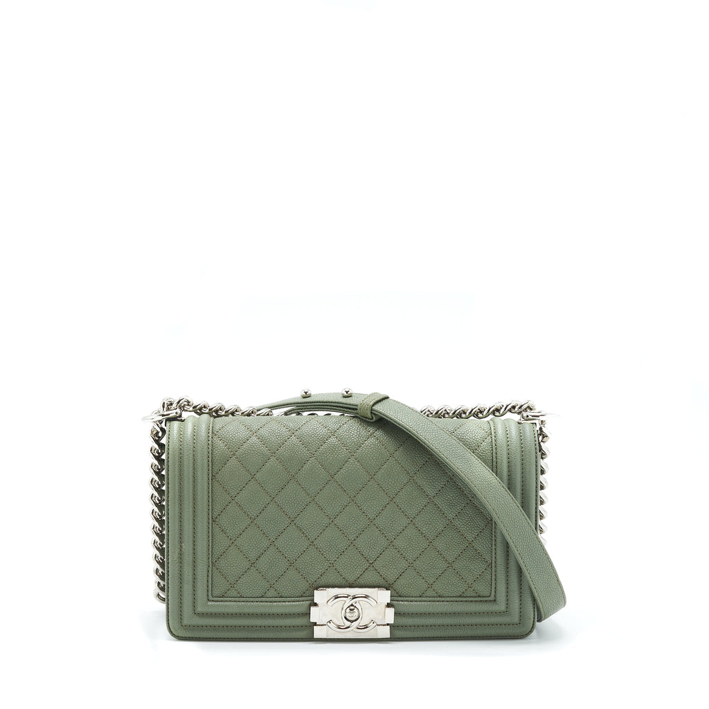 Chanel Medium Boy Bag Caviar Light Green