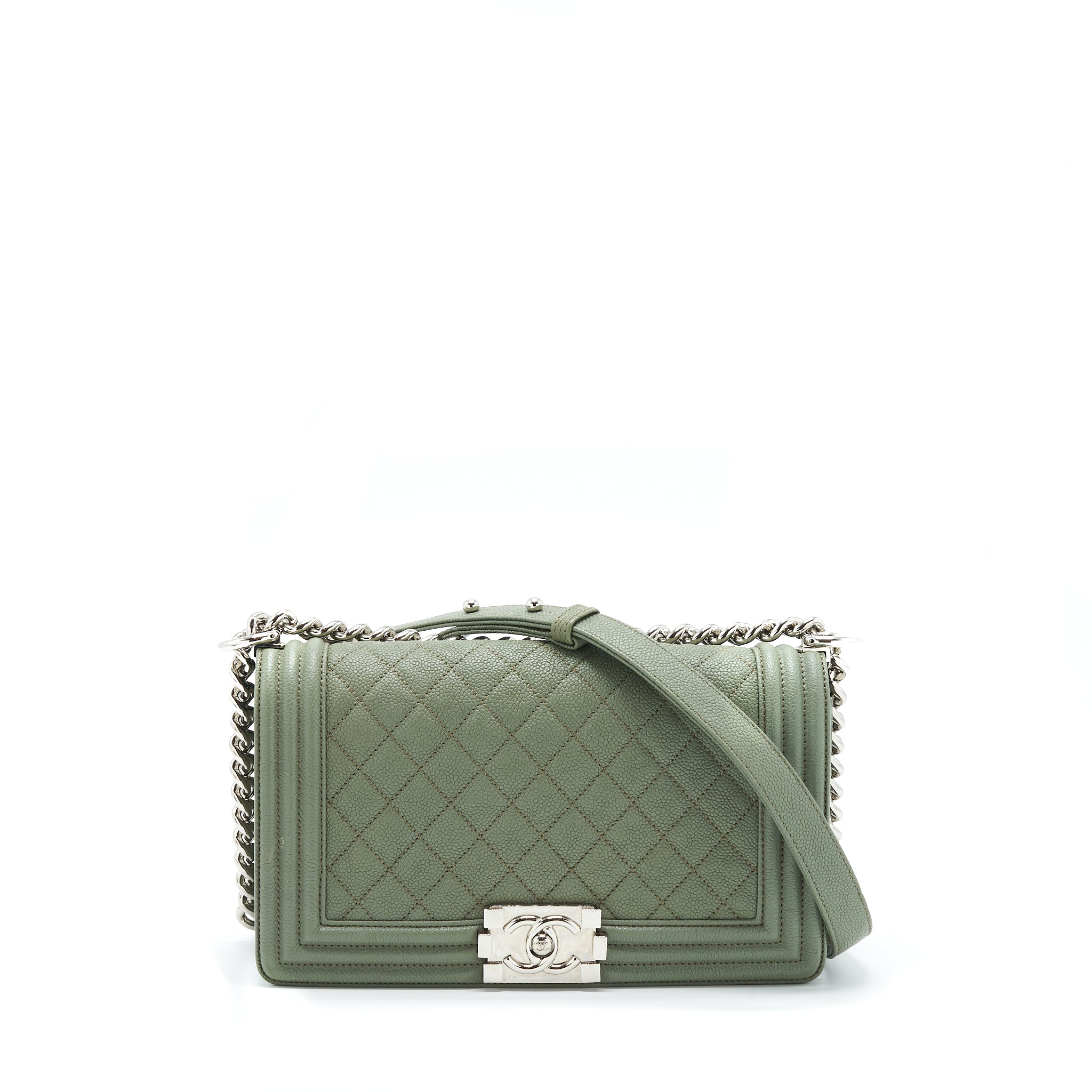 Chanel Medium Boy Bag Caviar Light Green