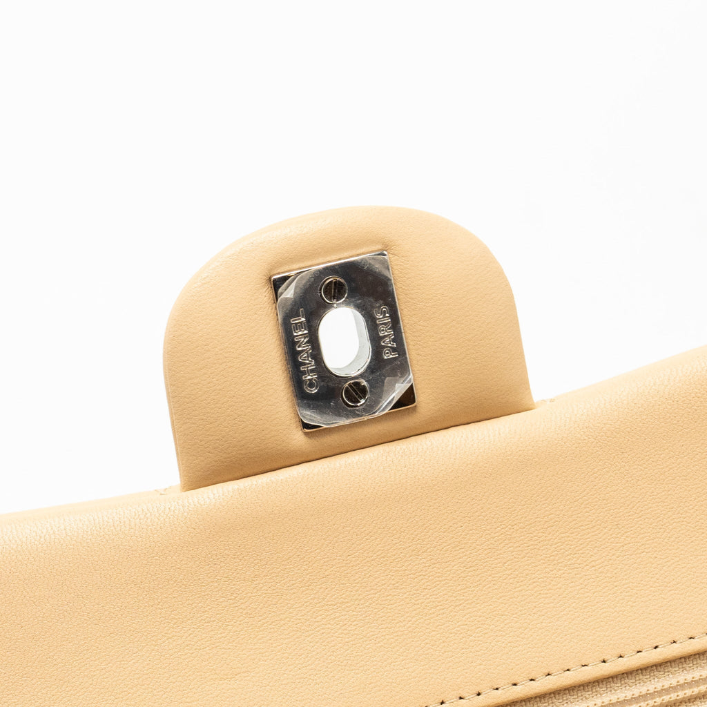 Chanel Small Classic Double Flap Bag Lambskin Beige  (Microchip)